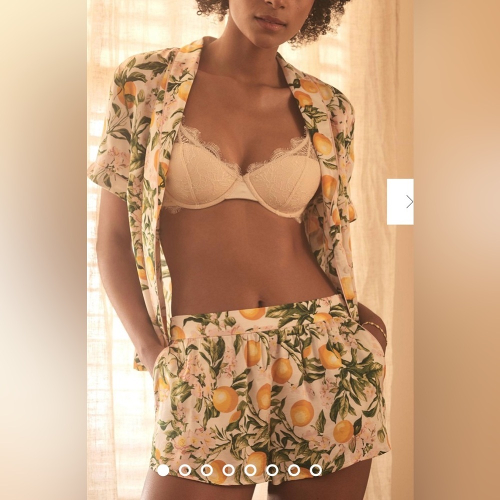 Anthropologie Cream and Yellow Floral Intimates Set